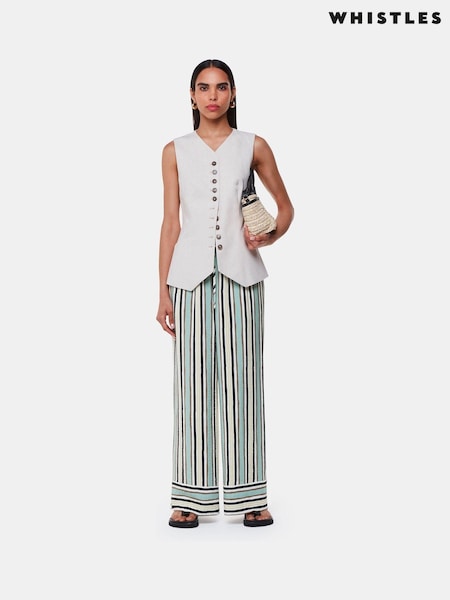Whistles Natural Vertical Stripe Nicola Trousers (E52453) | €61