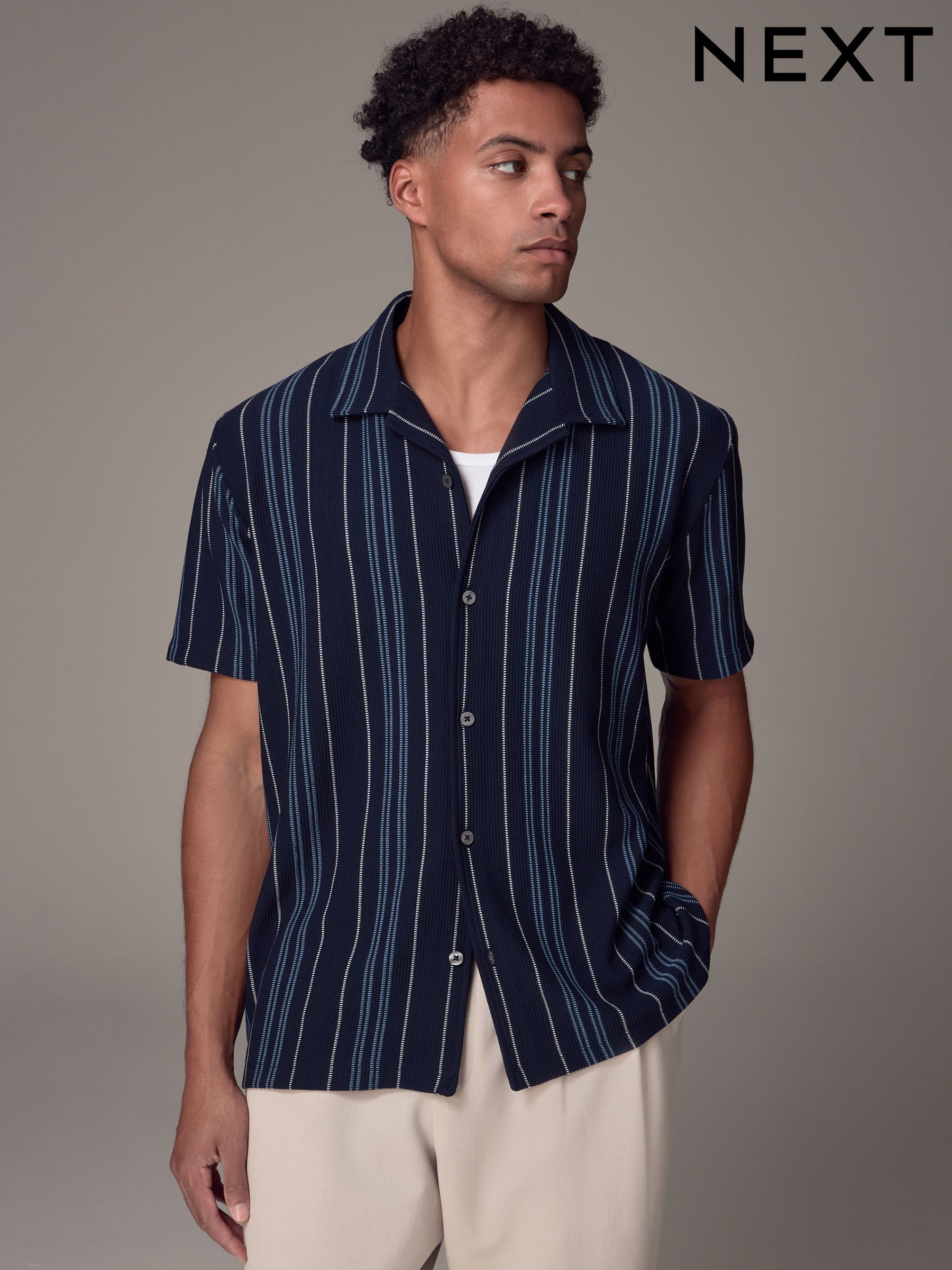 Striped collared shirt mens online