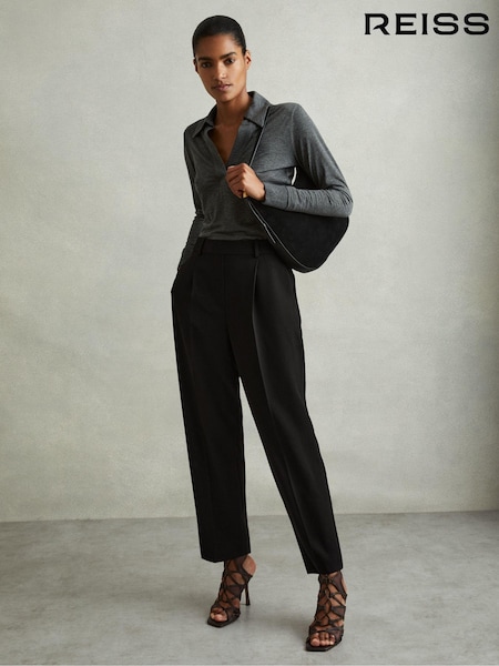 Schwarz - Reiss Eden Taper Front Pleat Tapered Trousers (E52518) | 153 €