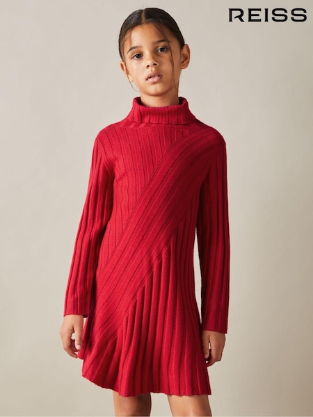 Reiss Red Cady 9-13 yrs Knitted Roll Neck Dress (E52530) | €57
