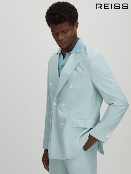 Sininen - Oscar Jacobson Wool Double Breasted Blazer (E52815) | €786