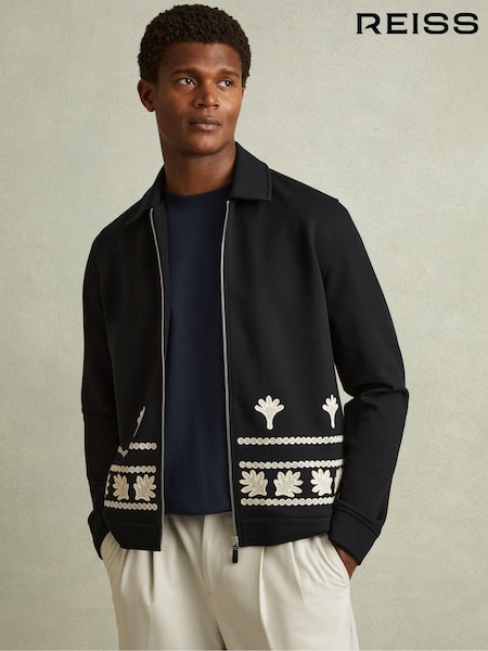 Reiss Gatsby Interlock Jersey Embroidered Jacket (E52842) | €271