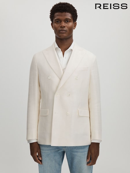 Oscar Jacobson Linen-Wool Twill Double Breasted Blazer (E52857) | €794