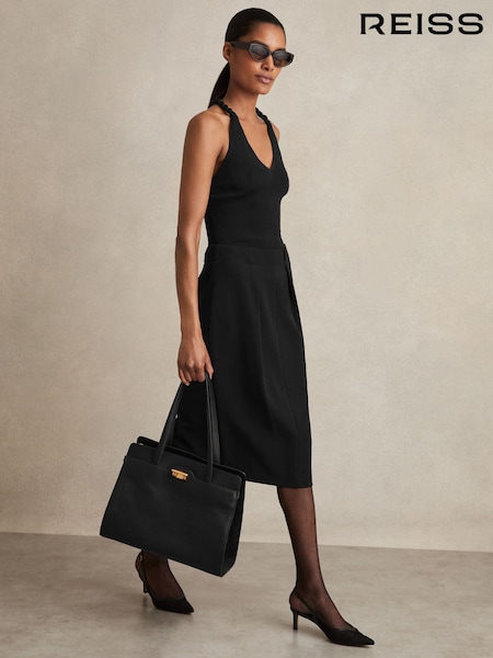 Reiss Black Gabi Tailored Midi Suit Skirt (E52862) | €150