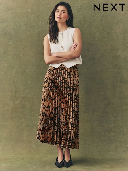 הדפס מנומר - Pleated Maxi Skirt (E52879) | ‏174‏₪