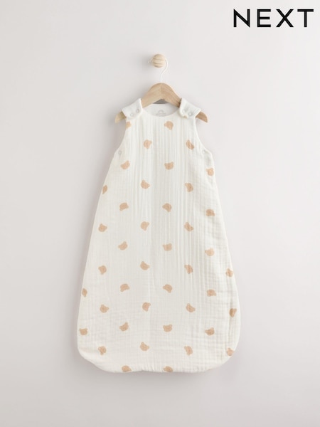 White Muslin Bear 2.5 Tog Baby 100% Cotton Sleep Bag (E52887) | €35 - €40