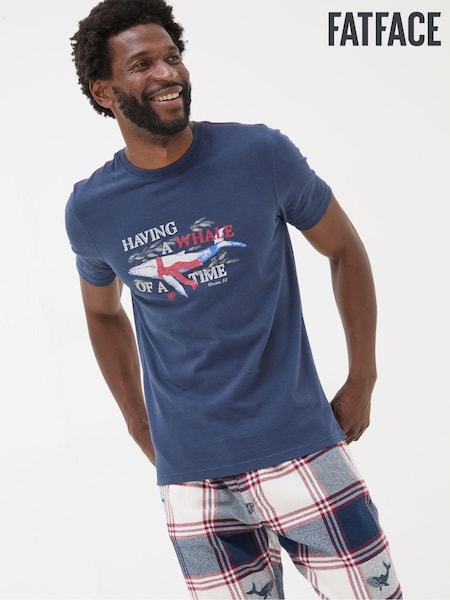 FatFace Navy Shelter Whale of a Time T-Shirt (E53221) | €21