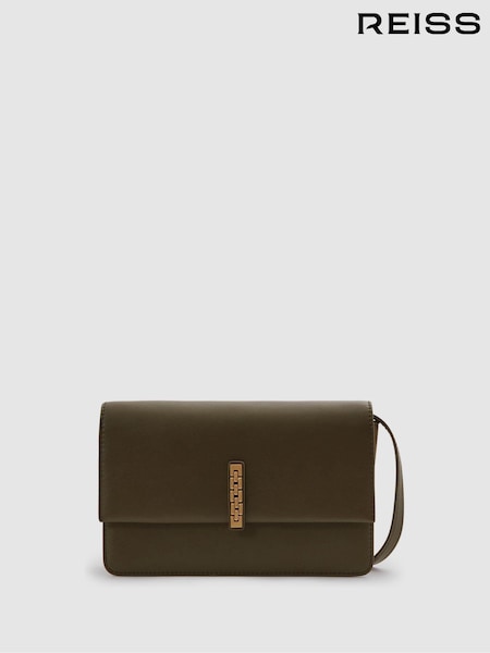 Reiss Olive Sophia Leather Suede Chain Crossbody Bag (E53246) | €241