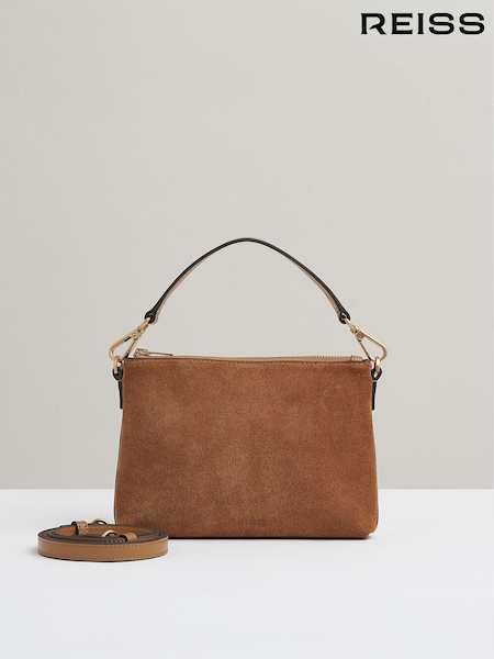 Reiss Tan Brompton Leather and Suede Double-Strap Bag (E53250) | ₪1,006