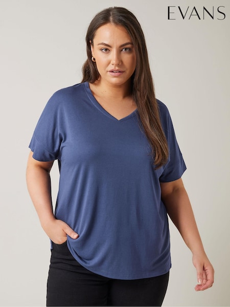 Sininen - Evans V-kaula-aukko Modal T-paita (E53266) | €35