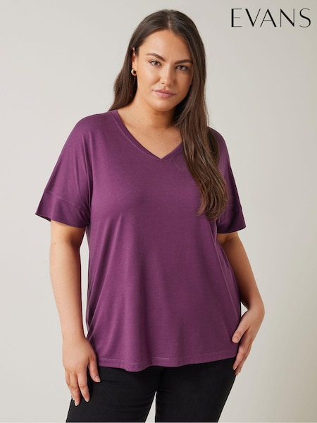 Punainen - Evans V-kaula-aukko Modal T-paita (E53275) | €35