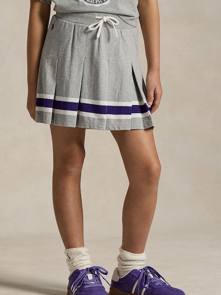 Polo Ralph Lauren Girls Grey Pleated 100% Cotton Sporty Skirt (E53309) | 313 LEI