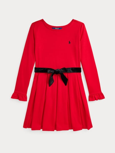 Polo Ralph Lauren Girls Red Belted Occasion Dress (E53310) | 438 LEI