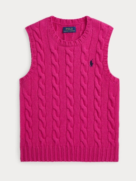 Polo Ralph Lauren Girls Pink Cable Knit Tank 100% Cotton Vest (E53311) | 95 €