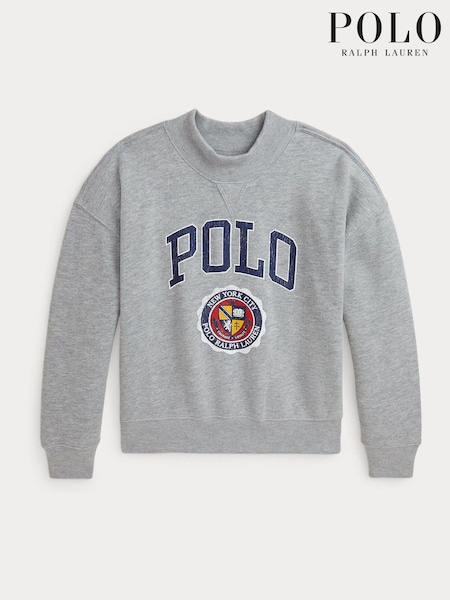 Polo Ralph Lauren Girls Grey Varsity Logo Sweatshirt (E53315) | 413 LEI