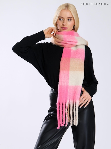 South Beach Pink Fluffy Oversized Scarf (E53379) | €13