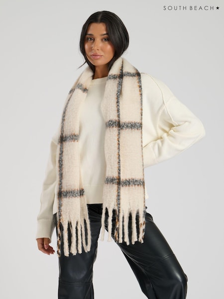South Beach Check Fluffy Scarf (E53380) | 57 LEI
