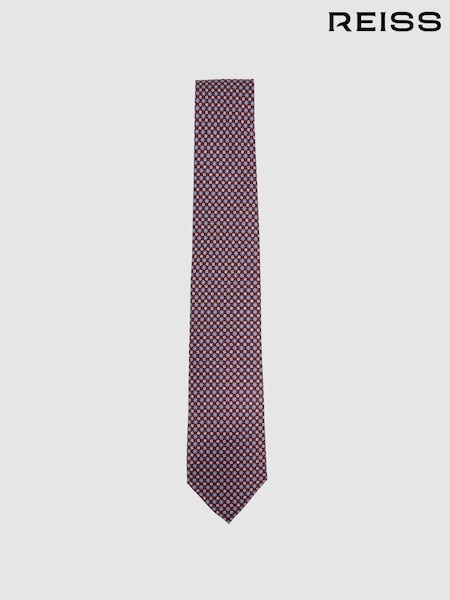 Reiss Bordeaux Mondello Silk Floral Print Tie (E53448) | OMR52