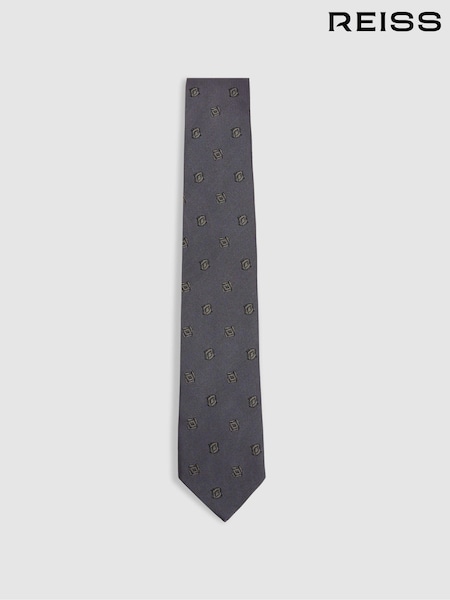 Reiss Steel Blue Parma Silk Blend Jacquard Tie (E53454) | €84