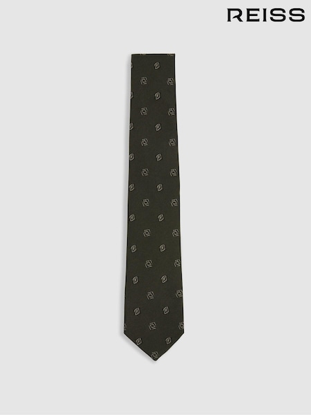 Reiss Forest Green Parma Silk Blend Jacquard Tie (E53455) | €84