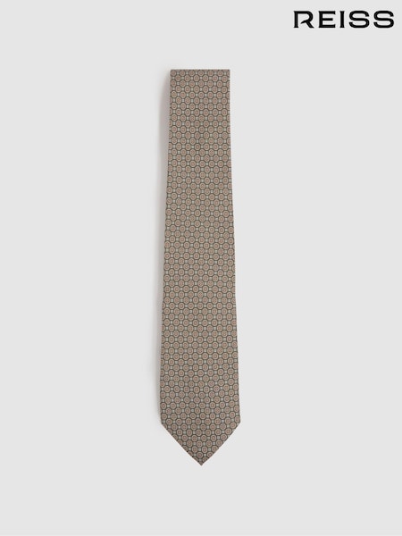 Reiss Olive Garda Silk Medallion Print Tie (E53462) | €99
