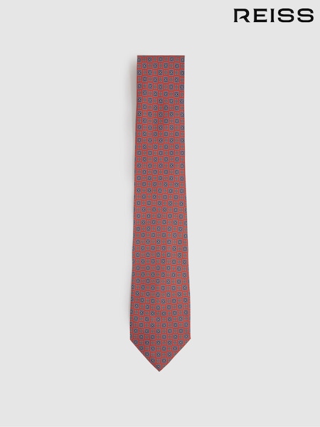 Reiss Bright Orange Aderci Silk Square Floral Tie (E53464) | AED490