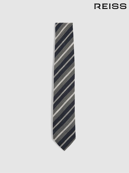 Reiss Navy/Charcoal Verona Textured Stripe Silk Blend Tie (E53467) | €84