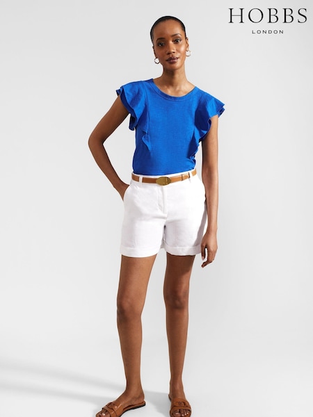 Hobbs White Lenna 100% Linen Shorts (E53480) | ₪327