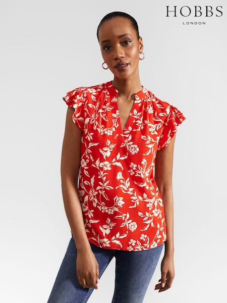 Hobbs Red Cleo Top (E53483) | ₪347