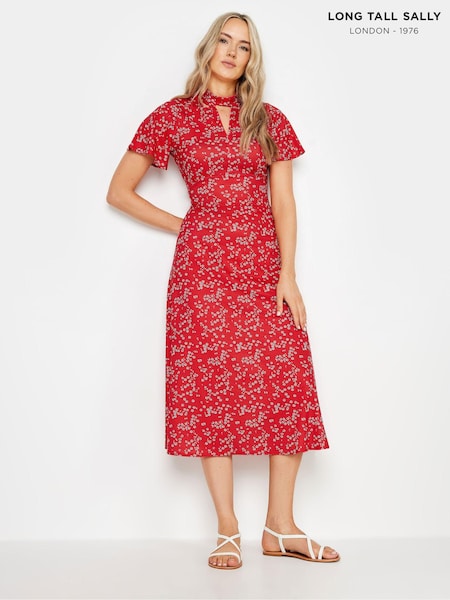Long Tall Sally Red Ditsy Keyhole Midi Dress (E53509) | €51