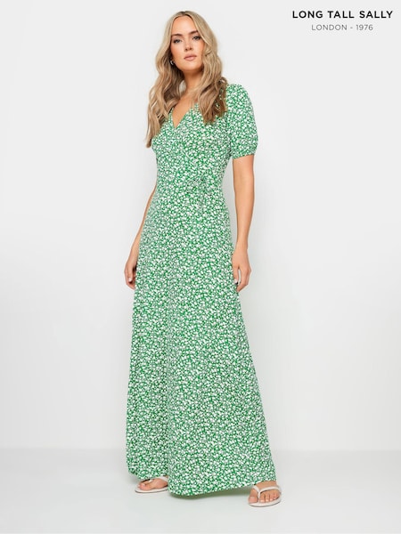 Verde - Long Tall Sally Ditsy Wrap Rochie lungă (E53515) | 298 LEI