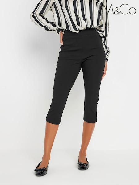 M&Co Black Cropped Bengaline Trousers (E53559) | €38