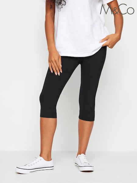 M&Co Black Petite Cropped Bengaline Trousers (E53583) | $45
