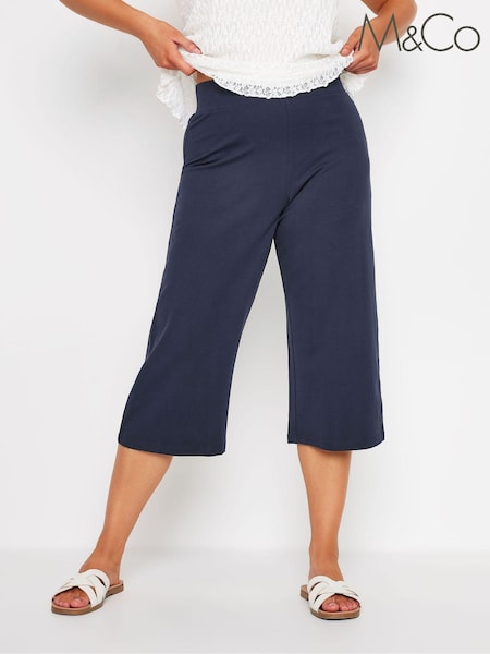 أزرق - M&Co Cropped Wide Leg Yoga Trousers (E53587) | ‏146 د.إ.‏
