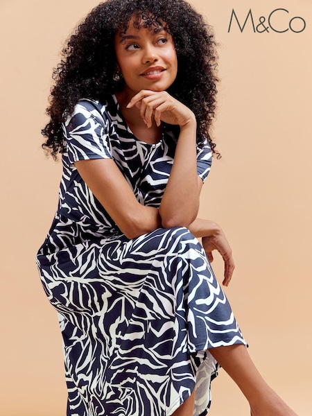 M&Co Blue Markings Printed Dress (E53589) | €60