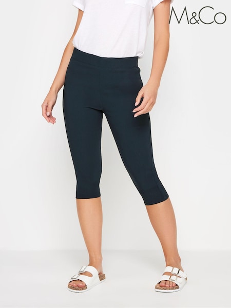 M&Co Navy Blue Petite Cropped Bengaline Trousers (E53599) | $45