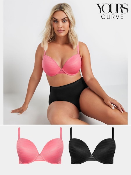 Yours Curve Stripe Padded T-Shirt Bras 2 Pack (E53625) | €58