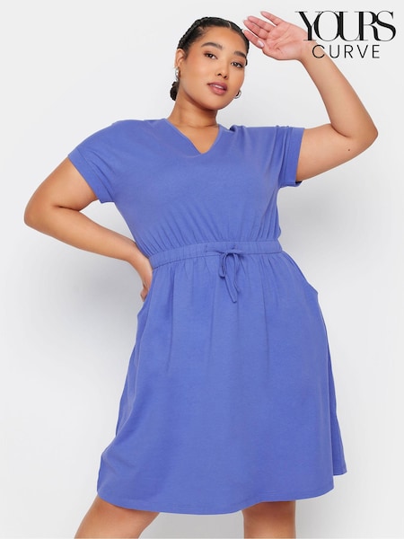 Yours Curve Purple 100% Cotton T-Shirt Drawcord Dress (E53656) | AED157