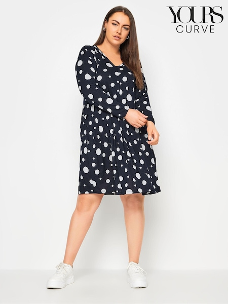 Синий - Yours Curve Dot Printed Mini Dress (E53671) | €41