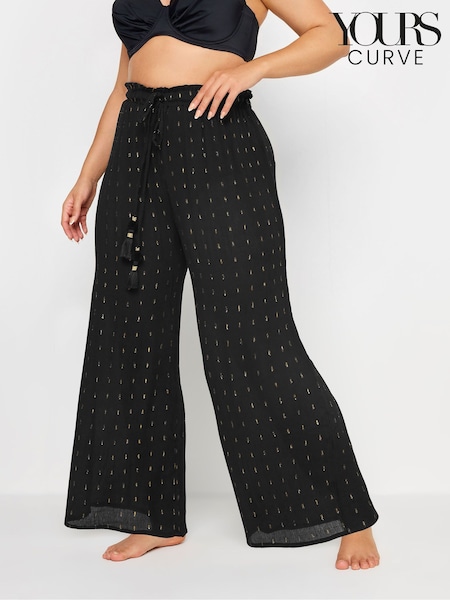 Yours Curve Black Meic Tassel Beach Trousers (E53709) | 5,700 ISK