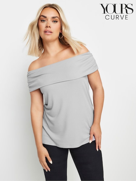 Yours Curve Grey Limited Deep Fold Bardot Top (E53715) | €29