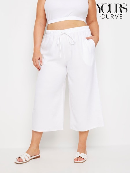Yours Curve White Linen Look Cropped Trousers (E53730) | € 42