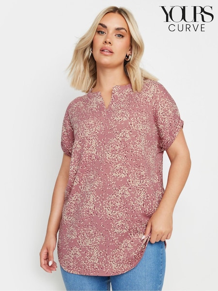Yours Curve Pink Notch Texture Top (E53737) | $47