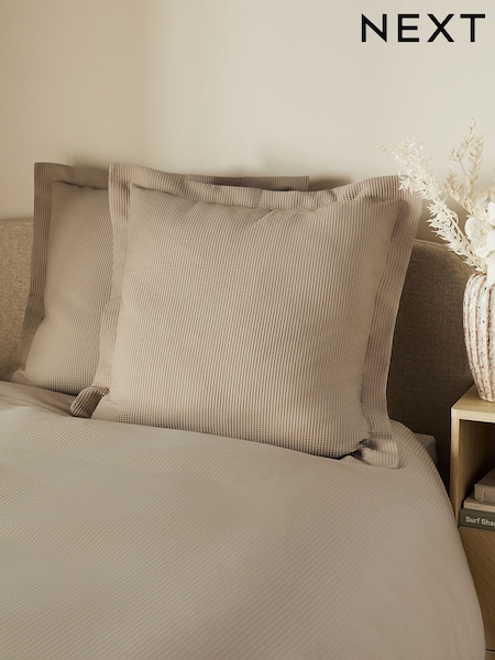 Set of 2 Natural Waffle Large Square Pillowcases (E53900) | 59 QAR