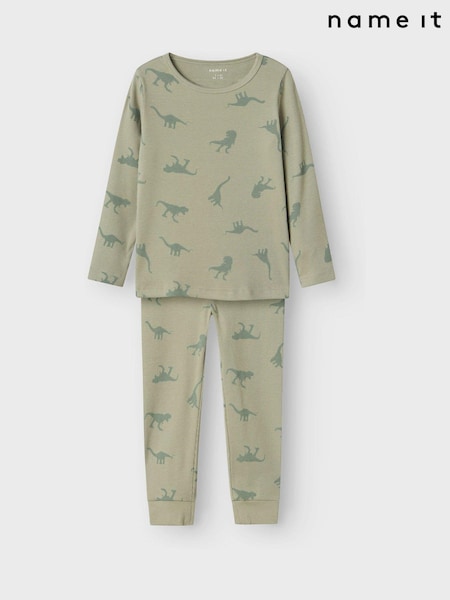 Name It Green Dinosaur Rib Pyjama Set (E53907) | AED122