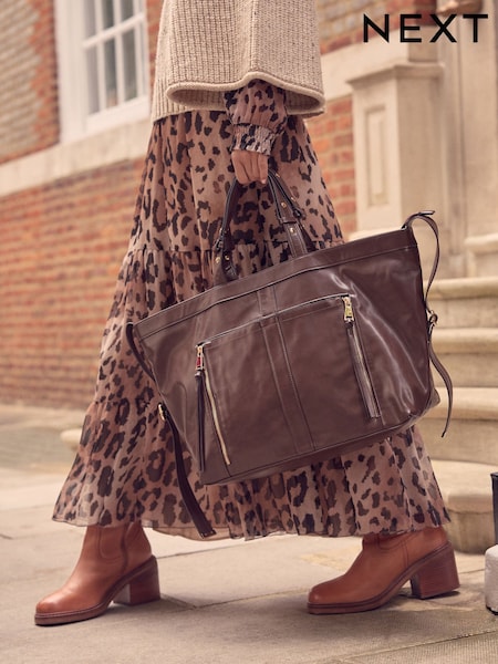 Chocolate Brown Casual Zip Grab Bag (E53923) | €28