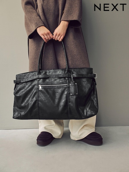 Black Large Shopper Weekender Bag (E53925) | AED115