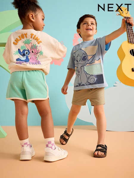 Cream Lilo And Stitch 100% Cotton Sweatshirt and Shorts Set (3mths-7yrs) (E53928) | 700 UAH - 865 UAH