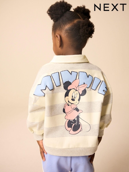 Grey 100% Cotton Minnie Mouse Stripe Rugby Sweatshirt And Shorts Set (3mths-7yrs) (E53929) | R$ 195 - R$ 235