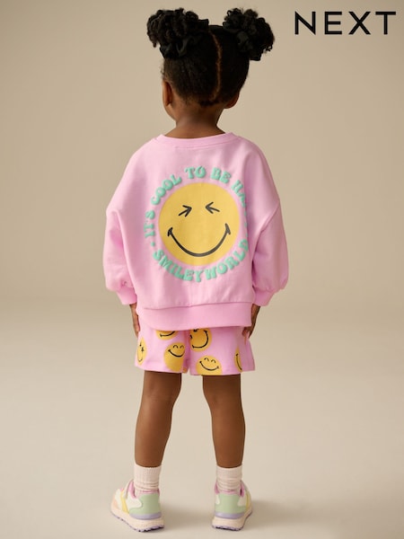 Pink/Yellow SmileyWorld® Sweatshirt and Shorts Set (3mths-7yrs) (E53930) | €24 - €30